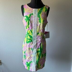 NWT Lilly Pulitzer dress pink green yellow barbiecore size 8 tropical flamingo